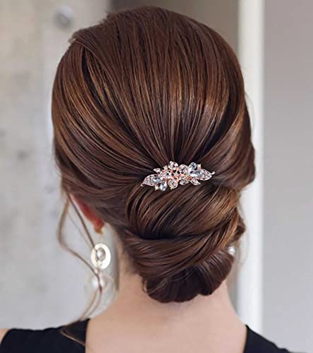 Wendalern Braut Haarspange Barrette Kristall Hochzeit Kopfbedeckungen Gold Kristall Haarspange Strass Braut Kopfbedeckungen Hochzeit Haarschmuck Für Frauen Und Mädchen von Wendalern