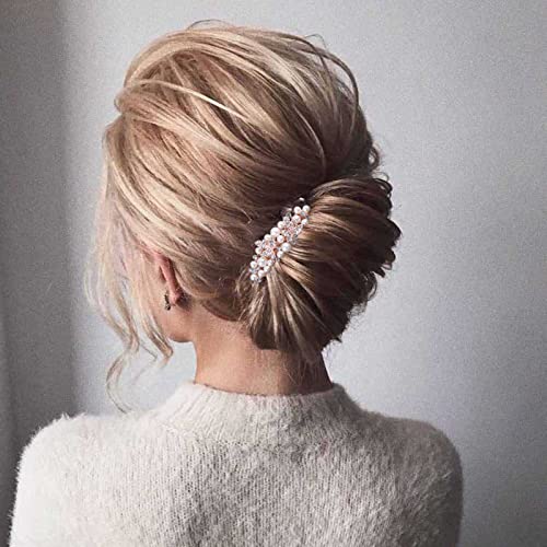 Wendalern Braut Haarspange Barrette Perle Strass Haarspange Clip Glänzend Kristall Haarspange Kopfbedeckung Blattgold Strass Haarspange Kopfbedeckung Hochzeit Haarschmuck Für Frauen Und Mädchen von Wendalern