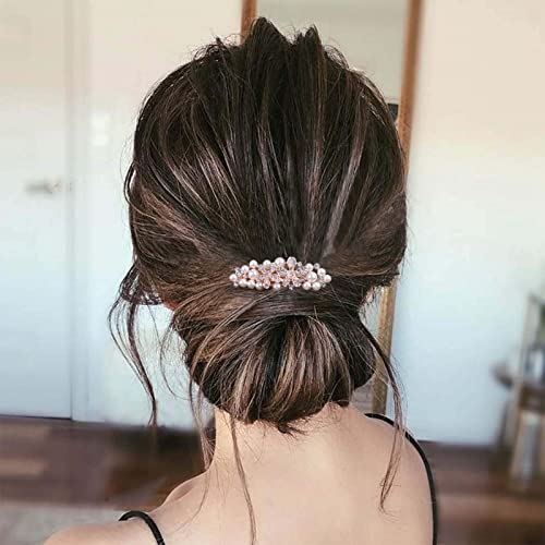 Wendalern Braut Haarspange Spange Perle Strass Haarspange Clip Glänzend Kristall Haarspange Kopfschmuck Gold Blume Strass Haarspange Kopfbedeckung Hochzeit Haarschmuck Für Frauen Und Mädchen von Wendalern