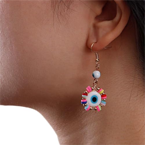 Wendalern Bunte Perlen Weiche Keramik Ohrringe Charms Bösen Blick Quaste Ohrringe Vergoldet Ohrringe Ohrschmuck Geschenke Für Frauen Mädchen von Wendalern