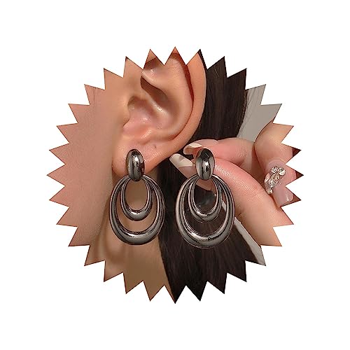 Wendalern Chunky Silber Hoop Ohrringe Vintage Hohlen Träne Baumeln Ohrringe Dicken Runden Kreis Tropfen Ohrringe Einfach Hypoallergen Hoop Ohrringe Schmuck Für Frauen Und Mädchen von Wendalern