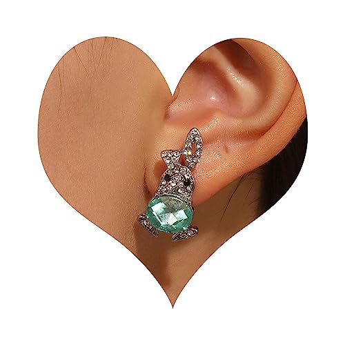 Wendalern Cubic Zirkonia Hase Ohrringe Funkelnde Cz Diamant Hase Tier Ohrringe Niedlich Grün Kristall Eier Hase Ostern Ohrstecker Schmuck Für Frauen Mädchen von Wendalern