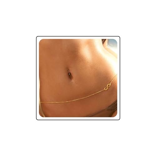Wendalern Einfache Bauch Taille Kette Glückszahl 8 Körper Kette Gold Körper Zubehör Einstellbar Schmuck Für Frauen Und Mädchen von Wendalern