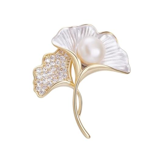 Wendalern Ginkgo Blatt Brosche Pin Perle Herbst Blatt Emaille Pin Gold Strass Herbst Blatt Revers Pin Elegant Brautstrauß Brosche Kleidung Zubehör Schmuck Für Frauen von Wendalern