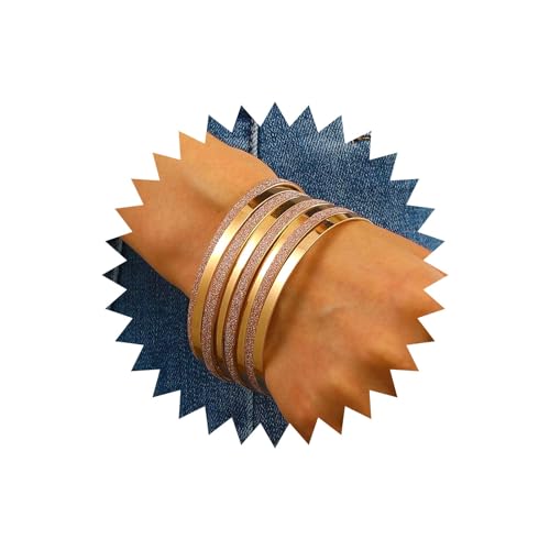 Wendalern Gold Armreif Set für Frauen Stacking dünne strukturierte Armreifen geschichtet indischen Bollywood Armreif Armbänder Vintage gefrostet glatte Oberfläche Armreifen Sammlung Hochzeit Schmuck von Wendalern