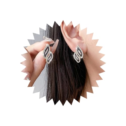 Wendalern Gold Blatt Ohrstecker Diamant Cubic Zirkonia Blatt Emaille Ohrringe Gepflastert Strass Engel Flügel Ohrringe Französisch Mini Herbst Blatt Aussage Ohrringe Schmuck Für Frauen Und Mädchen von Wendalern