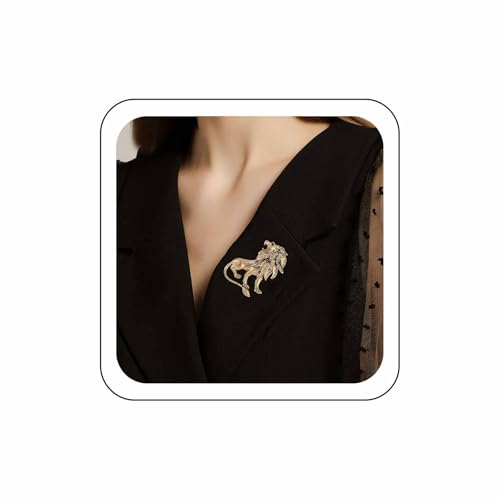 Wendalern Gold Löwe Brosche Pin Grün Kristall Auge Löwe Brosche Vintage Löwe Tier Anstecknadel Personalisierte Cartoon Löwe König Pin Korsage Abzeichen Kühlen Schmuck Für Frauen Männer von Wendalern
