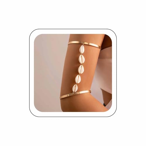 Wendalern Gold Oberarmmanschette Armband Geschichtet Muschel Quaste Armreif Verstellbar Offen Armmanschette Vintage Muschel Armkette Afrikanisch Armreif Armband Schmuck Für Frauen von Wendalern