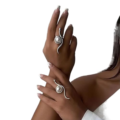 Wendalern Gold Schlange Ring Für Frauen Vintage Offen Schlange Wickeln Perle Ring Stapeln Tier Index Ring Einstellbar Engagement Hochzeit Band Ring Schmuck Für Mädchen von Wendalern