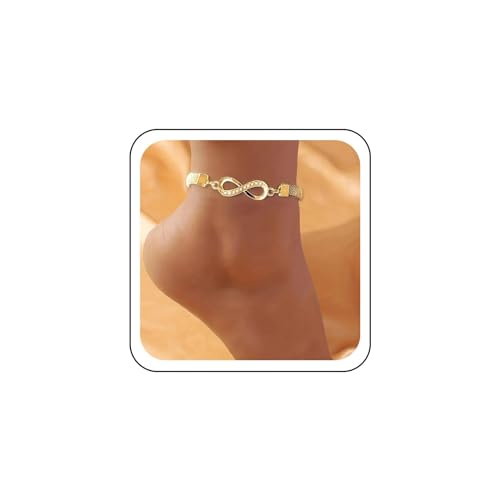 Wendalern Gold Unendliche Knöchel Armband Diamant Strass Nummer 8 Fußkettchen Cz Unendliche Liebe Fußkettchen Strand Dickes Glied Knöchelkette Fußschmuck Für Frauen Und Mädchen von Wendalern