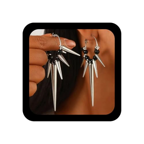 Wendalern Goth Harz Perlen Reifen Ohrringe Punk Spike Nieten Baumeln Ohrringe Verjüngt Geometrie Tropfen Reifen Ohrring Schmuck Für Frauen von Wendalern
