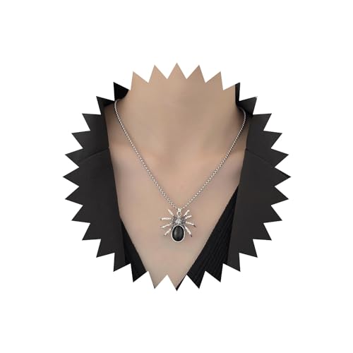 Wendalern Gothic Spinne Halskette Schwarz Kristall Spinne Anhänger Halskette Punk Lange Kette Reptil Tier Angabe Halskette Halloween Modeschmuck Geschenke Für Frauen Und Mädchen von Wendalern