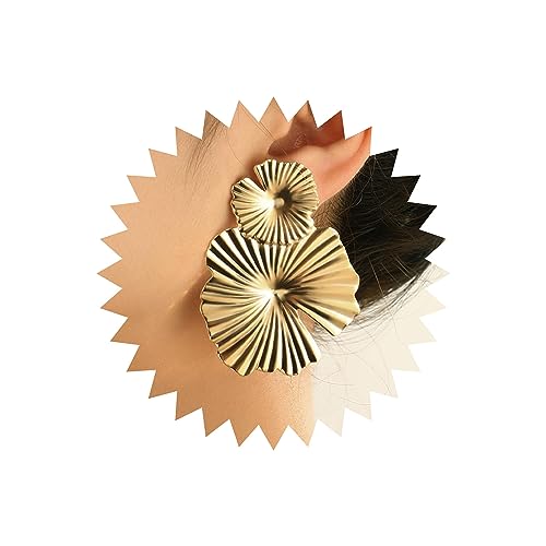 Wendalern Große Blume Blütenblatt Baumeln Ohrringe Gold Blume Tropfen Ohrringe Übertreiben Große Metall Floral Ohrstecker Boho Blume Gebürstet Aussage Ohrringe Schmuck Für Frauen Und Mädchen von Wendalern