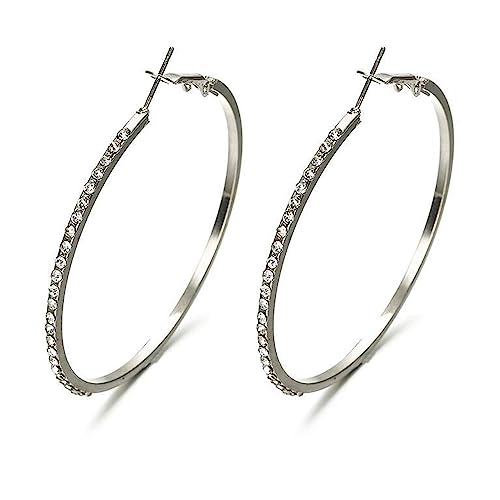 Wendalern Große Silber Reif Ohrringe Cz Diamant Reif Ohrringe Gepflastert Strass Huggie Reif Ohrringe Große Dünne Reif Ohrringe Einfach Hypoallergene Reif Ohrringe Schmuck Für Frauen Und Mädchen von Wendalern