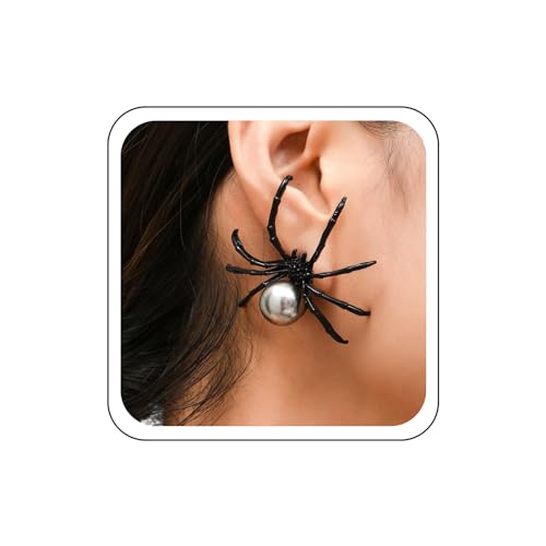 Wendalern Halloween Spinne Ohrringe Schwarz Perle Spinne Ohrstecker Ohrringe Punk Insekt Spinne Aussage Ohrringe Große Spinne Perle Tropfen Ohrringe Cosplay Zubehör Schmuck Für Frauen Und Mädchen von Wendalern