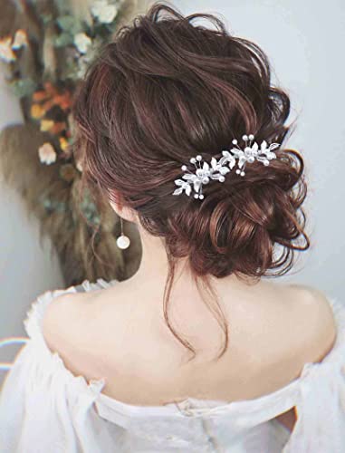 Wendalern Hochzeit Kristall Haarspange Haarspange Kristallperlen Haarspangen Strass Braut Haarnadel Silber Blatt Perle Kopfschmuck Dekorativer Haarschmuck für Frauen und Mädchen Wendalern Hochzeit Kristall Haarspange Haarspange Kristallperlen Haarspangen Strass Braut Haarnadel Silber Blatt Perle Kopfschmuck Dekorativer Haarschmuck für Frauen und Mädchen von Wendalern