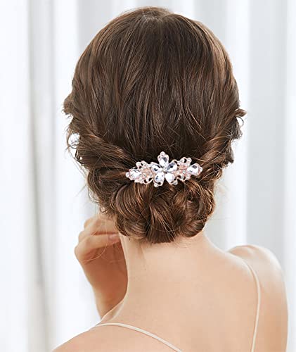 Wendalern Hochzeit Strass Haarspangen Lila Blume Haarspange Kristall Haarspangen Kopfbedeckung Gold Cz Blume Haarteil Dekorativer Haarschmuck für Frauen und Mädchen von Wendalern