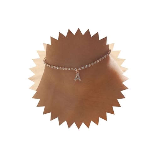 Wendalern Initiale Fußkettchen Gold Kristall Kette Tennis Fußkettchen Cz Buchstabe A Fußkettchen Hip Hop Diamant A Alphabet Fußkettchen Strand Hochzeit Fußschmuck Für Frauen Mädchen von Wendalern