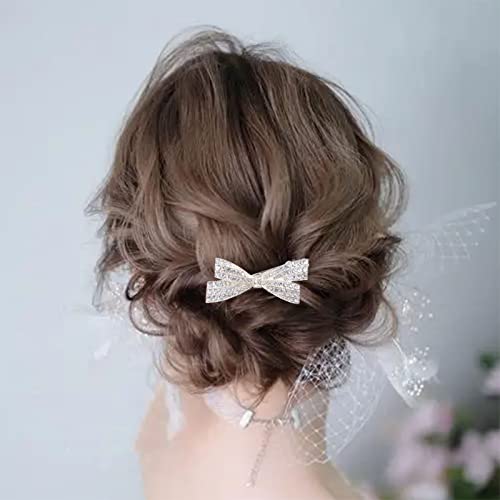 Wendalern Kristall Bogen Haarspange Silber Strass Seite Haarspange Kristall Braut Haarspange Barrette Blume Dekorative Haarspange Haarschmuck Für Frauen Und Mädchen von Wendalern