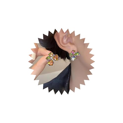 Wendalern Kristall-Cluster-Ohrstecker Geometrische Quadratische Gradient Kristall Ohrringe Zirkon Würfel Tropfen Ohrringe Kristall Kronleuchter Aussage Ohrringe Hochzeit Schmuck Für Frauen Mädchen von Wendalern