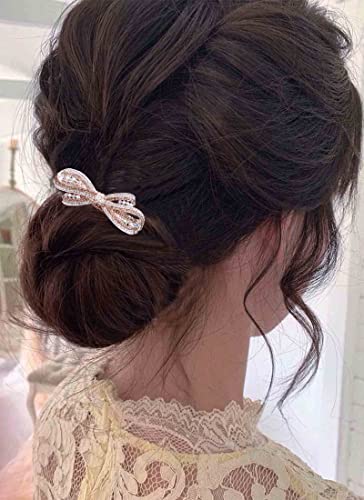 Wendalern Kristall Haarspange Barrette Gold Schleife Strass Haarspange Clip Bling Braut Kopfschmuck Braut Kopfschmuck Dekorative Haarschmuck Für Frauen Und Mädchen (Champagner) von Wendalern