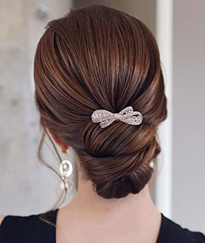 Wendalern Kristall Haarspange Barrette Goldbogen Strass Haarspange Clip Bling Braut Kopfbedeckungen Braut Kopfklammer Kopfbedeckung Dekorative Haarschmuck Für Frauen Und Mädchen von Wendalern
