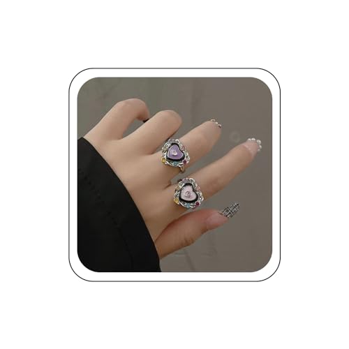 Wendalern Kristall Herz Band Ring Set - Diamant CZ Emaille Bunt Strass Offen Einstellbar Gothic 2pcs Stapelbar Daumen Index Knöchel Schmuck Für Frauen Und Mädchen Wendalern Kristall Herz Band Ring Set - Diamant CZ Emaille Bunt Strass Offen Einstellbar Gothic 2pcs Stapelbar Daumen Index Knöchel Schmuck Für Frauen Und Mädchen von Wendalern