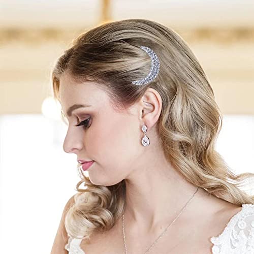 Wendalern Kristall Mond Haarnadeln Strass Hochzeit Haarspangen Vintage Mond Haarnadeln Haarspange Silber Kristall Haarspangen Haarspange Dekorativer Haarschmuck für Frauen und Mädchen von Wendalern