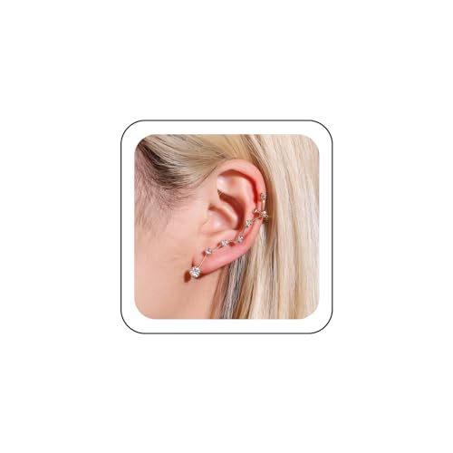 Wendalern Kristall Ohr Manschette Ohrring Gold funkelnde Cz Climber Ohrringe Strass Ohrstecker Simulierter Diamant Ohr Crawler Manschette Ohrringe Schmuck für Frauen Mädchen von Wendalern