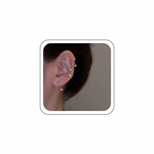 Wendalern Kristall Ohr Manschette Ohrring Silber funkelnde Cz Climber Ohrringe Strass Ohrstecker Simulierter Diamant Ohr Crawler Manschette Ohrringe Schmuck für Frauen Mädchen von Wendalern