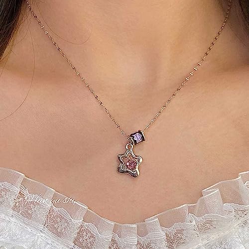 Wendalern Kristall Stern Halskette Lila Strass Stern Anhänger Halskette Verschiebbar Rohr Halskette Zierlich Cz Stern Choker Halskette Kettenschmuck Für Frauen Mädchen von Wendalern