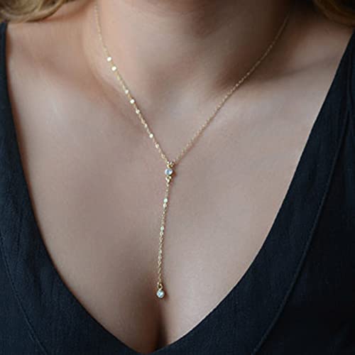 Wendalern Kristall Y Kette Halskette Gold Cz Choker Halskette Lasso Y Anhänger Halskette Vintage Strass Tropfen Halskette Schmuck für Frauen und Mädchen von Wendalern