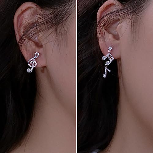 Wendalern Musiknoten Ohrringe Asymmetrisch Zirkonia Noten Ohrringe Glänzend Voll Diamant Musik Note Tropfen Ohrringe Silber Cz Noten Ohrstecker Schmuck Für Frauen Mädchen von Wendalern