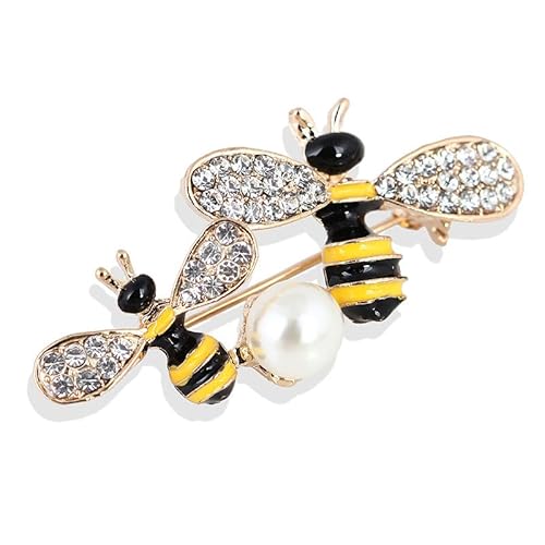 Wendalern Niedlich Strass Biene Perle Brosche Pin Doppelte Biene Emaille Brosche Diamant Kristall Biene Insekt Anstecknadel Schal Schal Bouquet Korsage Kleidung Zubehör Für Frauen von Wendalern