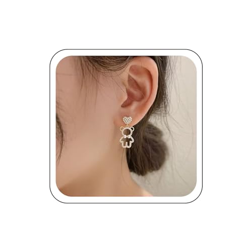 Wendalern Niedliche Kaninchen Bär Ohrringe Perle Strass Panda Ohrringe Imitation Perle Cluster Herz Ohrstecker Ohrringe Cz Bär Kontur Tropfen Ohrringe Hochzeit Schmuck Schmuck Für Frauen Mädchen von Wendalern