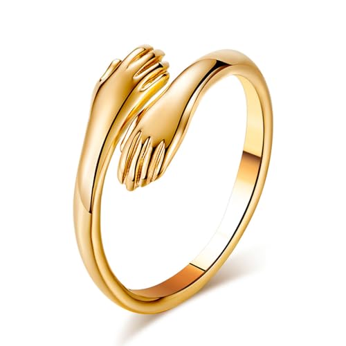 Wendalern Öffnen Versprechen Index Ring Gold Umarmung Handring Liebe Umarmung Fingerring Paar Wickelband Ring Verlobungsring Trauringe Schmuck für Frauen und Mädchen von Wendalern