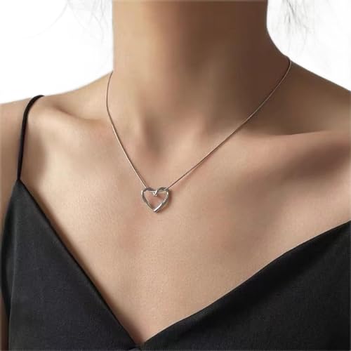 Wendalern Offenes Herz Halskette Sterling Silber Liebe Herz Anhänger Neacklace Kleines Herz Charme Schlange Kette Halskette Minimalistisch Ich Liebe Dich Halskette Schmuck Für Frauen Mädchen von Wendalern