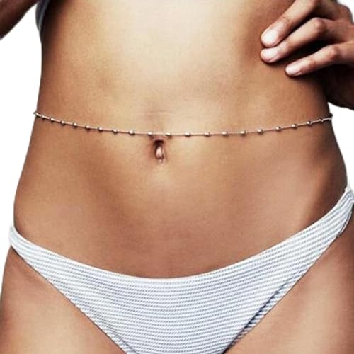 Wendalern Perlen Taille Kette Silber Perlen Bauch Kette Minimalistischen Strand Bikini Körper Kette Afrikanischen Perlen Taille Kette Gürtel Perlen Kette Taille Körper Kette Schmuck Für Frauen Mädchen von Wendalern