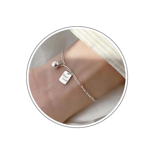 Wendalern Punk Büroklammer Gliederarmbänder Silber Quadratische Perlen Bettelarmband Gutes Glück Dünnes Armband Büroklammer Kettenarmband Schmuck für Frauen Mädchen von Wendalern