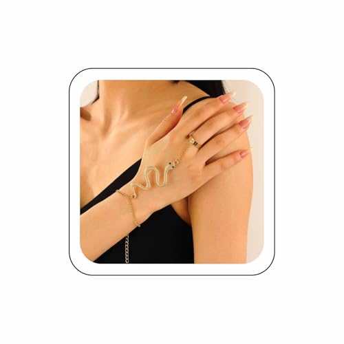 Wendalern Punk Schlange Armband Handkette Gold Schlange Finger Ring Armband Schlange Sklavenkette Handgeschirr Hallowen Medusa Modeschmuck Für Frauen von Wendalern