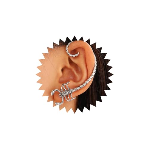 Wendalern Punk Skorpion Ohrstecker Silber Skorpion Tier Ohrclip Ohrringe 3d Skorpion Wrap Ohrringe No Piercing Ohrclimber Ohrringe Halloween Schmuck Für Frauen Und Mädchen von Wendalern