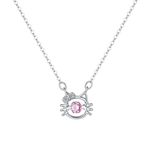 Wendalern Rosa Kristall Katze Halskette Diamant Cz Bogen Kätzchen Anhänger Halskette Niedliche Katze Tier Halo Halskette Fliege Kitty Halskette Weihnachten Schmuck Für Frauen Mädchen Katzenliebhaber von Wendalern