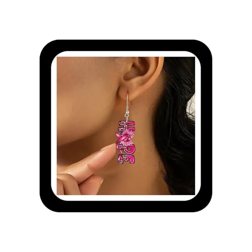 Wendalern Rosa Schleife Acryl Ohrringe Hoffnung Schleife Brustkrebs Bewusstsein Ohrringe Niedlich Gnom Worte Französisch Haken Tropfen Ohrringe Schmuck Geschenke Für Die Unterstützung Überlebenden von Wendalern