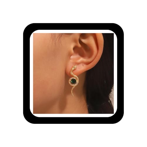 Wendalern Schlange Tropfen Ohrringe Vintage Smaragd Schlange Baumeln Ohrringe Schlange Wickeln Grün Kristall Ohrschmuck Strass Schlange Erklärung Ohrstecker Für Frauen Mädchen von Wendalern