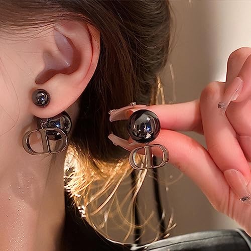 Wendalern Schwarze Perle Ohrringe - Große Süßwasserperle Vintage Faux Perle Hochzeit Ohrringe Trendy Schmuck Geschenke Für Frauen Und Mädchen von Wendalern