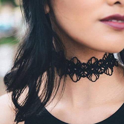 Wendalern Schwarze Spitze Choker Halsketten Boho Blume Spitze Halskette Hohle Spitze Kragen Halskette Breite Schlichte Spitze Halskette Vintage Kurze Halskette Kettenschmuck Für Frauen Und Mädchen von Wendalern