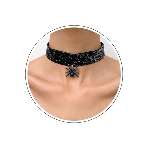 Wendalern Schwarzer Samt Choker Halskette Kristall Spinne Anhänger Kurze Breite Wildleder Choker Niedliche Spinne Tier Kragen Halskette Halloween Kostüm Zubehör Schmuck für Frauen Mädchen Wendalern Schwarzer Samt Choker Halskette Kristall Spinne Anhänger Kurze Breite Wildleder Choker Niedliche Spinne Tier Kragen Halskette Halloween Kostüm Zubehör Schmuck für Frauen Mädchen von Wendalern