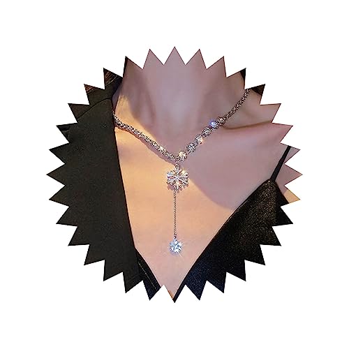 Wendalern Silber Schneeflocke Drop Y-Halskette Cubic Zirconia Schneeflocke Anhänger Halskette Seilkette Lariat Halskette Cz Diamant Y-Halskette lange Kette Pullover Halskette Schmuck für Frauen von Wendalern