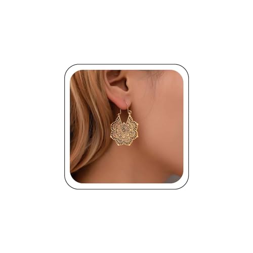 Wendalern Silberfarbene Leichte Boho Hohle Ohrringe Geschnitzt Ohrringe Und Gericht Stil Ohrschmuck Geschenke Für Frauen Mädchen von Wendalern
