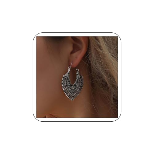 Wendalern Silberfarbene Leichte Boho Hohle Ohrringe Geschnitzt Ohrringe Und Liebe Herz Ohrringe Ohrschmuck Geschenke Für Frauen Mädchen von Wendalern